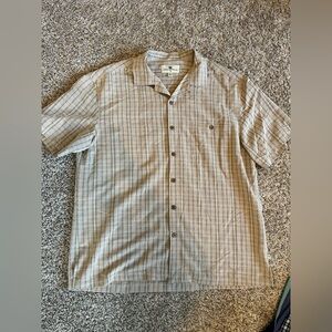 Island Shores Tan Plaid Short-Sleeve Button-Down Shirt